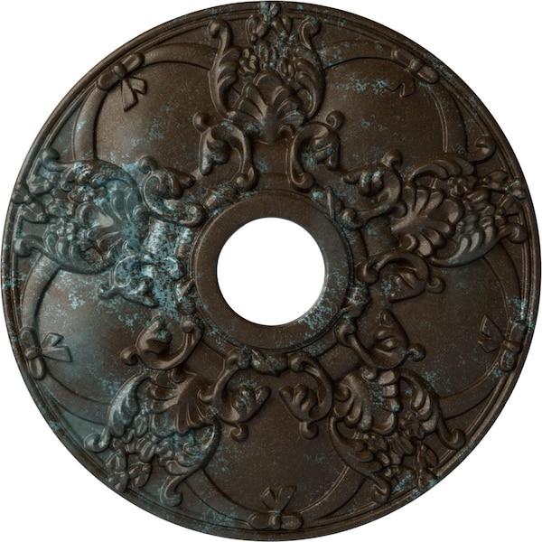 Ekena Millwork Norwich Ceiling Medallion (Canopies up to 4 1/2"), 18"OD x 3 1/2"ID x 1 3/8"P, Bronze Blue Patina CM18NOBBS - main